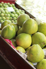 Grapefruit, mango for sale at Damnoen Saduak Floating Market - T