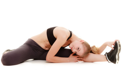 sport girl doing stretching exercise. Healthy lifestyle