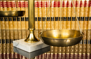 Justice Scale with Law books - 61292148