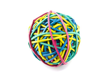 Elastic rubber band on white