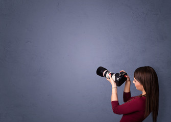 Photographer shooting images with copyspace area