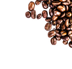 Close up of roasted coffee beans  heap. Coffee Beans background