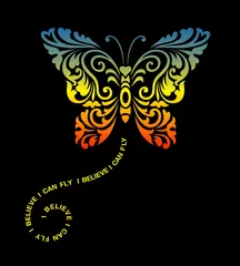Foto op Plexiglas Butterfly Floral Ornament Decoration © ComicVector