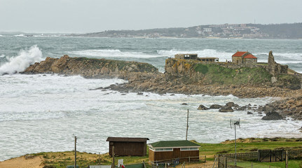 Atlantic temporal Coastal, the power of the waves Galicia, Spain