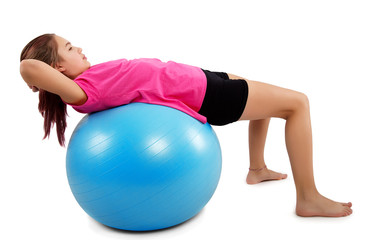 Fototapeta premium fitness exercises with blue ball
