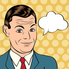 smiling businessman, pop art style illustration
