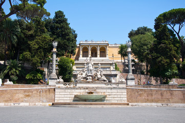 Fountain on the Piazza del Popolo in Rome, Italy.