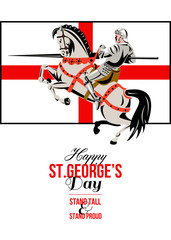 Stand Tall Stand Proud Happy St George Day Retro Poster