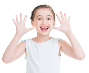 Portrait of a pretty girl making a funny face.