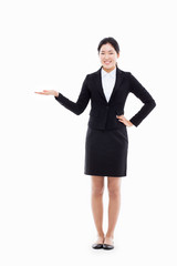 Asian business woman indicate blank space