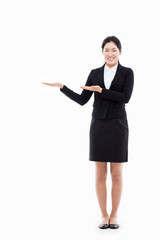 Asian business woman indicate blank space