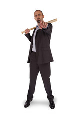 Obraz premium Portrait of angry businessman holding baseball bat