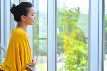 Business Woman Looking Outside