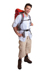 Fröhlicher Backpacker - ganzer Körper