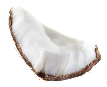 Coconut. Fruit chunk on white background