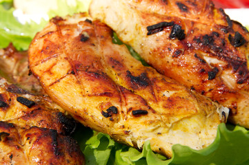 Grilled chicken on salad