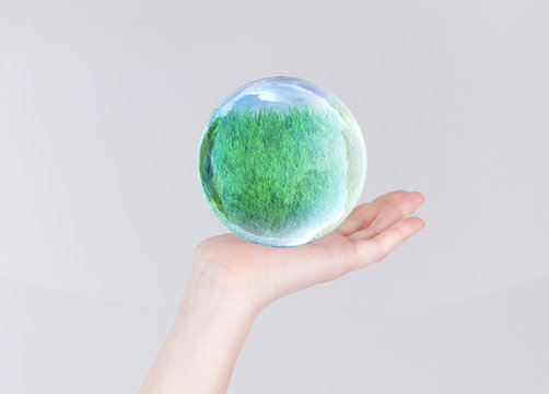 grass in glass bubble