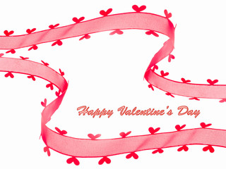 Red ribbon with heart for Valentine's day card