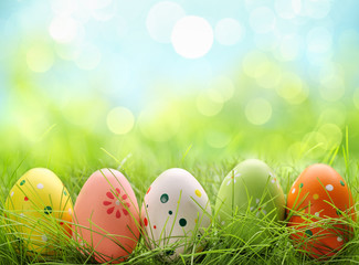 Easter eggs in grass