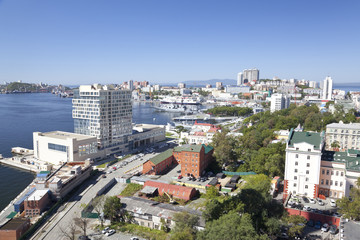 Fototapeta na wymiar Panorama Of Vladivostok. Bight Golden Horn