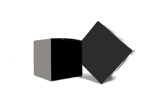 black cardboard box isolated on a white background