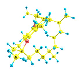 Tocopherol (vitamin E) molecular structure on white background