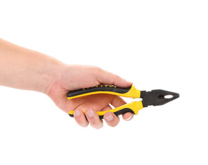 Obraz premium Hand holding pliers.