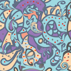 Pailsey whimsical seamless pattern hand drawn design