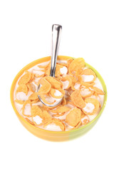 Bowl of cereal with milk.