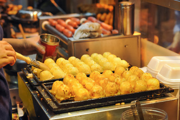 Fototapeta premium Japanese Octopus Balls at Hong Kong Street Food Stall