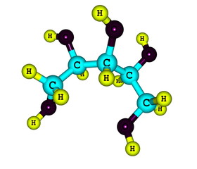 Xylitol molecular structure on white background