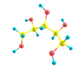 Xylitol molecular structure on white background