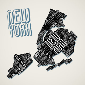Abstract New York City Map from Letters