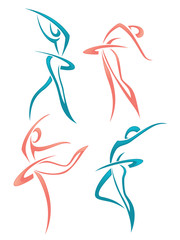 Naklejka premium vector collection of abstract women in ballet pose