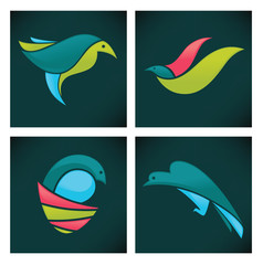 Obraz premium vector collection of colorful funny birds icons