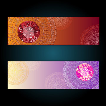 Abstract  hand drawn ethnic pattern card set