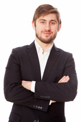 Young businessman on white background