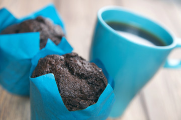 Chocolate muffin with coffee