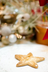 Christmas star shaped cookies on a white plate