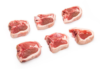 lamb chops isolated on a white studio background.
