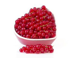 Fresh red currant berries fruit over white background