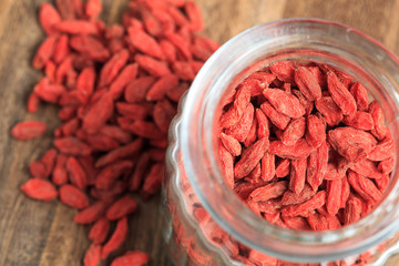 Glass bowl with goji berries