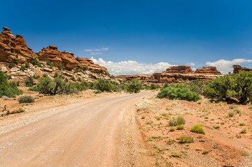 Dirt Desert Road and Blue Sky