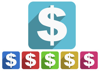 us dollar flat icon vector set