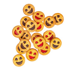 Round cookies with smiles isolated
