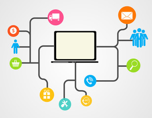 Cloud Computing Concept on Different Electronic Devices. Vector