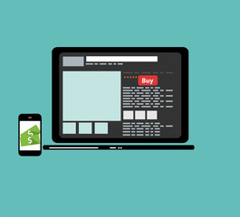 Online Shopping Flat Concept Vector Illustration