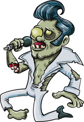Fototapeta na wymiar Cartoon singing zombie Elvis