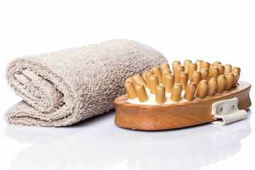 Towel and brush for massage