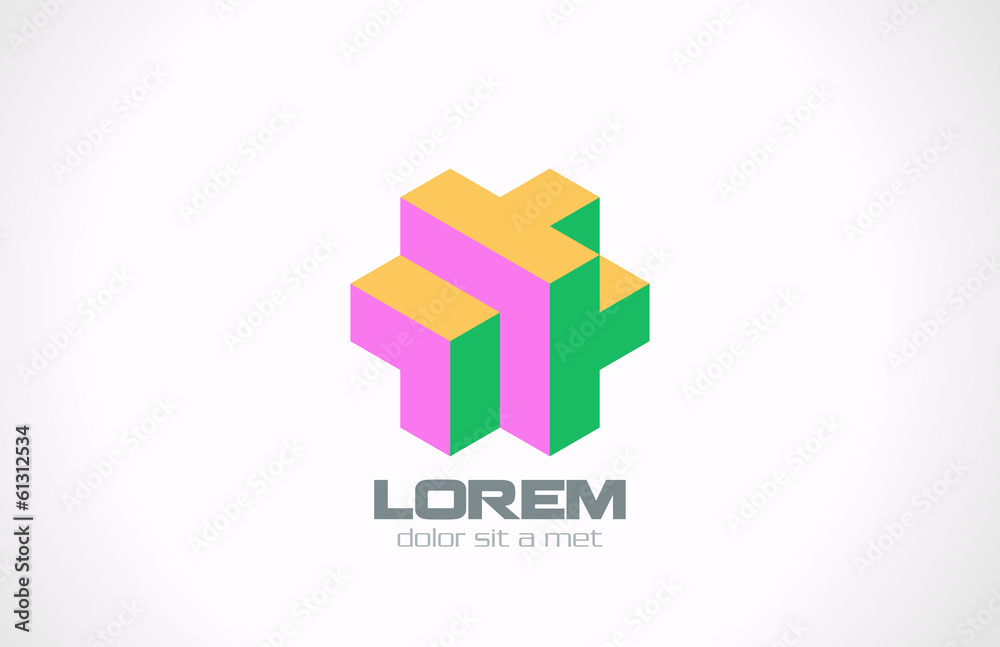 Poster logo puzzle abstract vector icon design template. rebus concept.